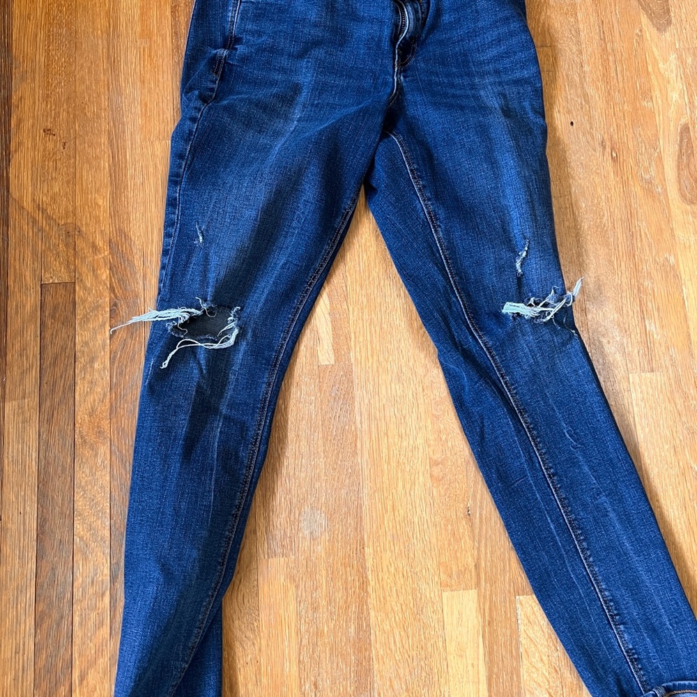 Old Navy Blue 10 Long - mid-rise Skinny Jeans with Distressed Details
